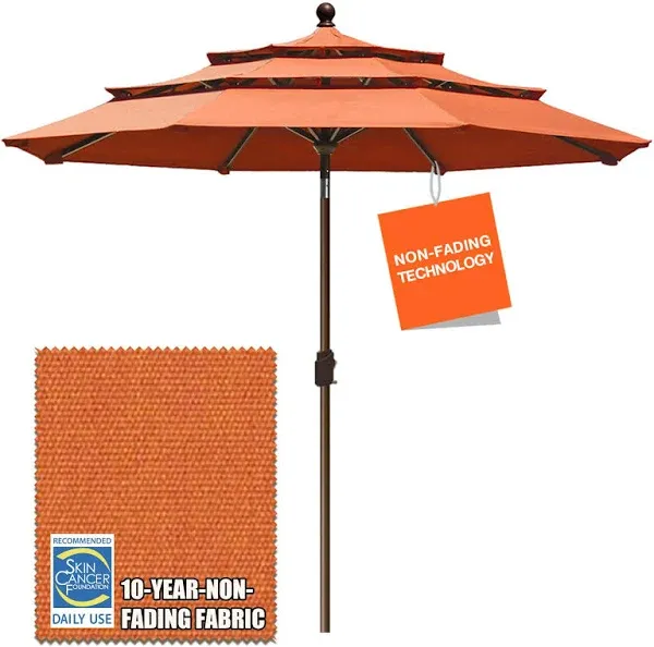 EliteShade USA 10-Year-Non-Fading 9Ft 3 Tiers Market Umbrella Patio Umbrella Outdoor Table Umbrella with Ventilation