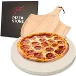 Pizza Stone Circular Pizza Stone For Oven Baking &amp; Bbq Grilling With Free Wooden