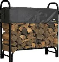 4 ft. Steel Firewood Rack w/ Cover Fireplace Log Wood Storage Holder Heavy Duty