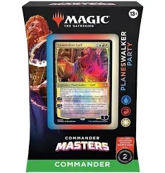 Magic The Gathering Commander Masters Commander Deck - Planeswalker Party (100-Card Deck, 2-Card Collector Booster Sample Pack + Accessories)