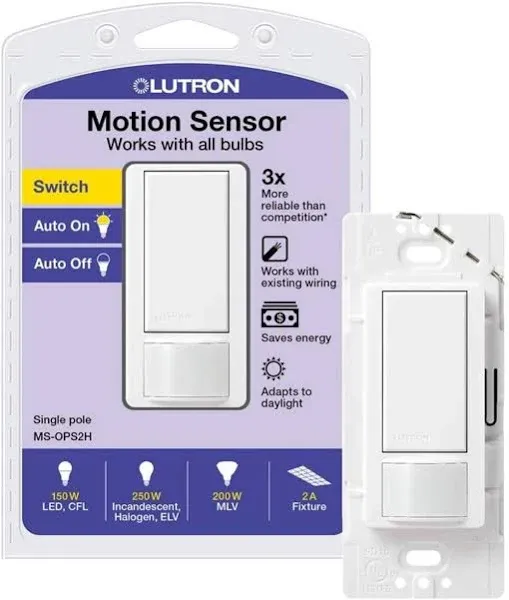 Lutron MS-OPS2-WH Maestro Occupancy Sensor Switch - Single-Pole - White