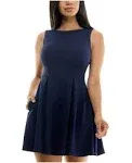 B.Darlin Juniors Womens Party Mini Fit & Flare Dress, Navy