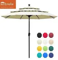 EliteShade USA 10-Year-Non-Fading 9Ft 3 Tiers Market Umbrella Patio Umbrella Outdoor Table Umbrella with Ventilation