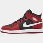 Jordan Kids' Preschool Air Jordan 1 Mid Basketball Shoes, Red/Black/White