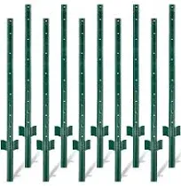 LADECH 3-4-5-6-7 Feet Sturdy Duty Metal Fence Post – Garden U Post for Fencing - 10 Pack (4 Feet)