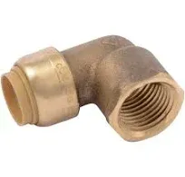 SHARKBITE U308LFA  BRASS 1/2&#034; PUSH FIT COPPER PEX CPVC FEMALE ELBOW 4345708