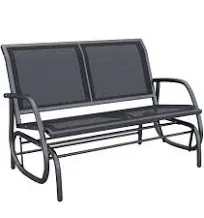 Outsunny 2-Person Outdoor Glider Bench Patio Double Swing Rocking Chair Loveseat w/Powder Coated Steel Frame for Backyard Garden Porch