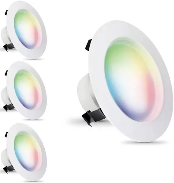 4 in. 50-Watt Equiv Smart Wi-Fi RGBW Color Changing Tunable White Integrated 4pk