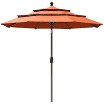  USA 9Ft 3 Tiers Market Umbrella Patio Umbrella Outdoor Table Umbrella 9ft Rust