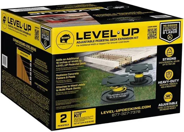 Bison Level.Up Adjustable Deck Joist Support Expansion 2-Pedestal Kit