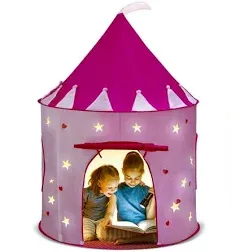 Play Tent Princess Castle Pink - Kids Tent Features Glow In The Dark Stars 