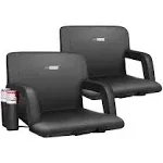 VIVOHOME Portable Reclining Stadium Seat Chairs for Bleachers with Padded Backrest and Adjustable Armrests, Set of 2