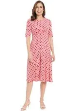 London Times Women's Elbow Sleeve Midi Dress