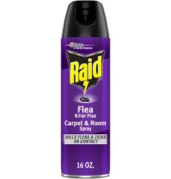 Raid Flea Carpet & Room Spray, Defense System for Fleas & Ticks, 16-Ounce Spray (Pack of 2)