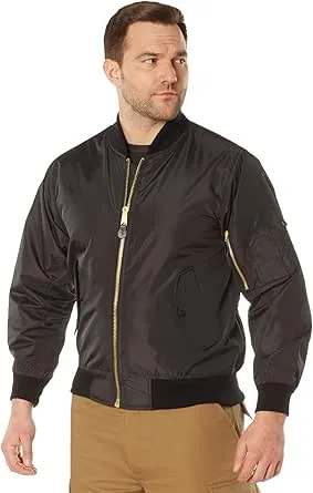 Rothco Lightweight MA-1 Flight Jacket - Iconic Bomber Style Jacket Comfortable Coat (US, Alpha, XX-Large, Regular, Regular, Black)