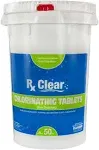 Rx Clear 3" Inch Stabilized Chlorine Tablets | 1200 Lbs | Individual Chlorinating Tabs | Sanitizing Swimming Pools | Long Lasting, Slow Dissolving, UV Protected (24 x 50 LB Buckets)