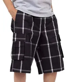 Shaka Wear Men's Relaxed Fit Plaid Cargo Shorts