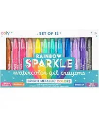 Ooly Rainbow Sparkle Metallic Watercolor Gel Crayons - Set of 12 - NEW