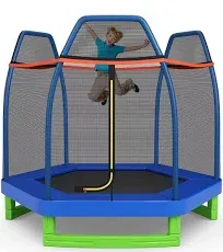 LDAILY Trampoline for Kids, 7FT Recreational Trampolines, Trampoline with Net Safety Enclosure, Outdoor & Indoor Mini Trampoline, Toddler Trampoline for Boys, Girls Age 3+