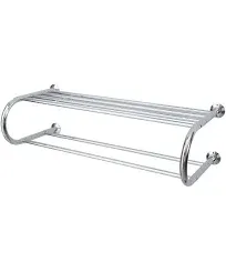 Organize It All Wall Mounted Bath Shelf with Towel Bar in Chrome