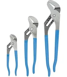 Channellock 3pc Straight Jaw Groove Joint Pliers Set - 12&#034;, 9.5&#034;, 6.5&#034; | Laser H