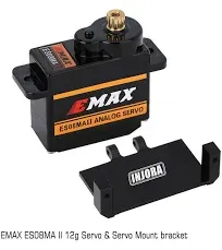 INJORA EMax ES08MA II 12g Analog Metal Gear Servo with Mount & Arm for Axial SCX24 AX24