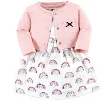 Hudson Baby Baby Girls Cotton Dress and Cardigan Set