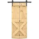 30 in. x 84 in. Mini X Series Unfinished DIY Wood Bi-Fold Barn Door wi