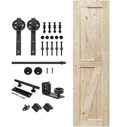 Solid Wood Paneled Unfinished with Installation Hardware Kit Barn Door S&Z TOPHAND