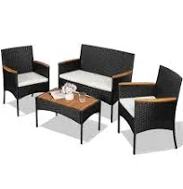  4-Piece Patio Furniture Set, Outdoor Wicker Patio Conversation Furniture Set 