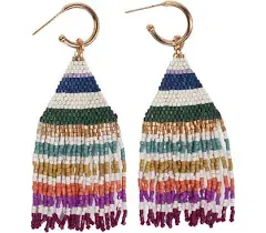 INK+ALLOY Beaded Earrings for Women Dangling, James 2-in-1 Fringe and Mini Gold Hoop Boho Earrings, Hypoallergenic Handmade Jewelry for the Modern Bohemian, 2.75-Inch Length