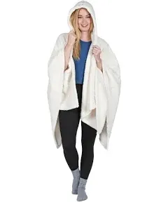 Catalonia Women's Poncho Cape, Sherpa Cloak Coat, Snuggly Hooded Wearable Blanket, Gift Idea for Mom and Teen Girls