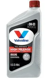 Valvoline Full Synthetic High Mileage MaxLife 0W-20 Motor Oil 1 qt