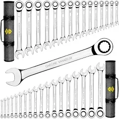 TOOLGUARDS Complete Ratcheting Wrench Set 33pcs -metric and standard - 100% Lifetime Satisfaction Guarantee - Large