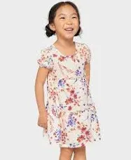 The Children's Place Baby Toddler Girls Short Sleeve Smocked Floral Dress, Sizes 6M-5T