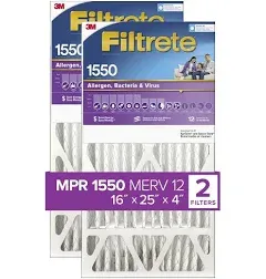 Filtrete 20x25x4(SlimFi<wbr/>t), AC Furnace Air Filter, MPR 1550 DP, Healthy Living...