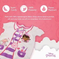 Disney Girls' 4-Piece Snug-fit Cotton Pajama Set, Soft & Cute for Kids