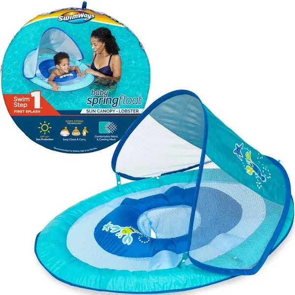 Swimways Baby Spring Float Sun Canopy - Blue Lobster/Pink Fish