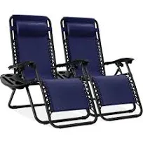 Best Choice Products Adjustable Zero Gravity Lounge Chair Recliners with Cup Holders, Blue - 2 pack