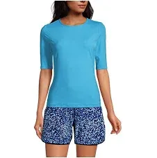 Lands' End Women's Crew Neck Rash Guard UPF 50 Sun Protection Swim Tee