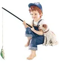 Collections Etc Little Boy Fishing Outdoor Garden or Pond Sculpture