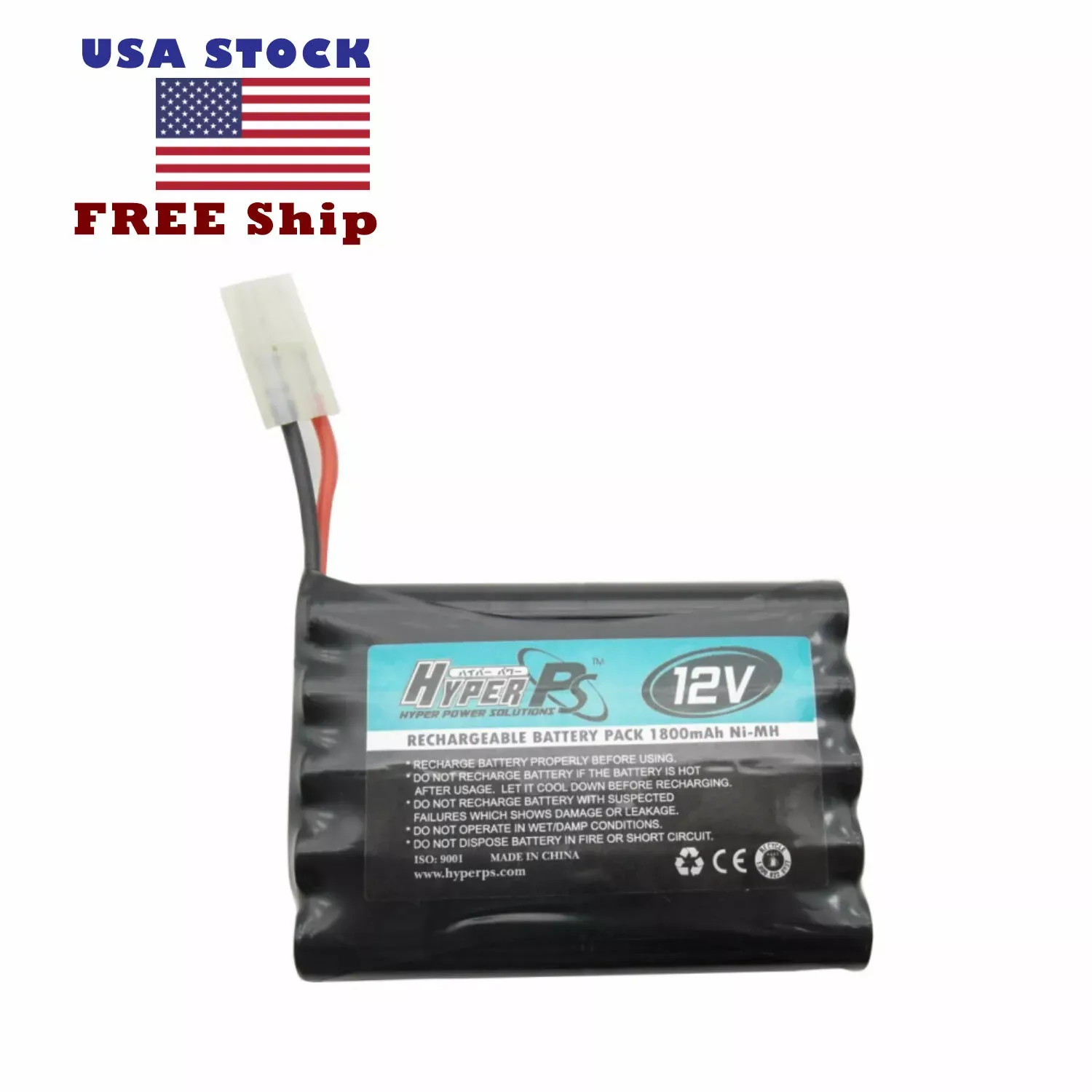 HyperPS 12V 1800mAh Ni-MH 10 Cell Rechargeable Replacement Battery Pack