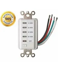 Bathroom Fan Auto Shut off 60-30-20-10 Minute Preset Countdown Wall Switch Timer