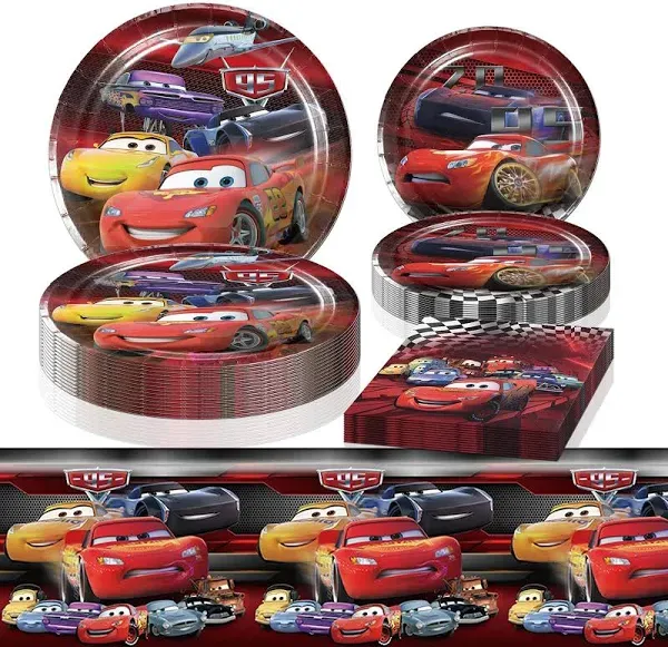 41Pcs Cars Birthday Decorations 20 Plates 20 Napkins and 1 Tablecloth for Bir...