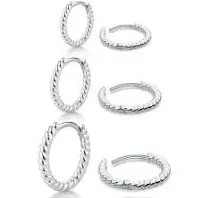 micuco 3 Pairs Small Hoop Earrings for Women, Tiny Helix Hoop Earring for Men, Cartilage Hoop Earring Set, Hypoallergenic Earrings