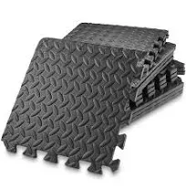 Philosophy Gym Pack of 12 Exercise Flooring Mats - 12 x 12 inch Foam Rubber Interlocking Puzzle Floor Tiles - Gray