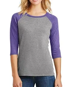 District Made Ladies Perfect Tri 3/4-Sleeve Raglan. DM136L