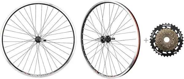 CD Bicycle MTB Wheelset 26&#034; 7 Speed with Shimano MF-TZ500-7 14-34T Freewheel