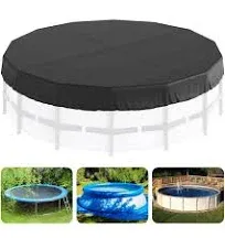 VEVOR 15 ft Round Pool Cover, Solar Covers for above Ground Pools, Safety Pool Cover with Drawstring Design, PVC Winter Pool Cover, Waterproof and Dustproof, Black