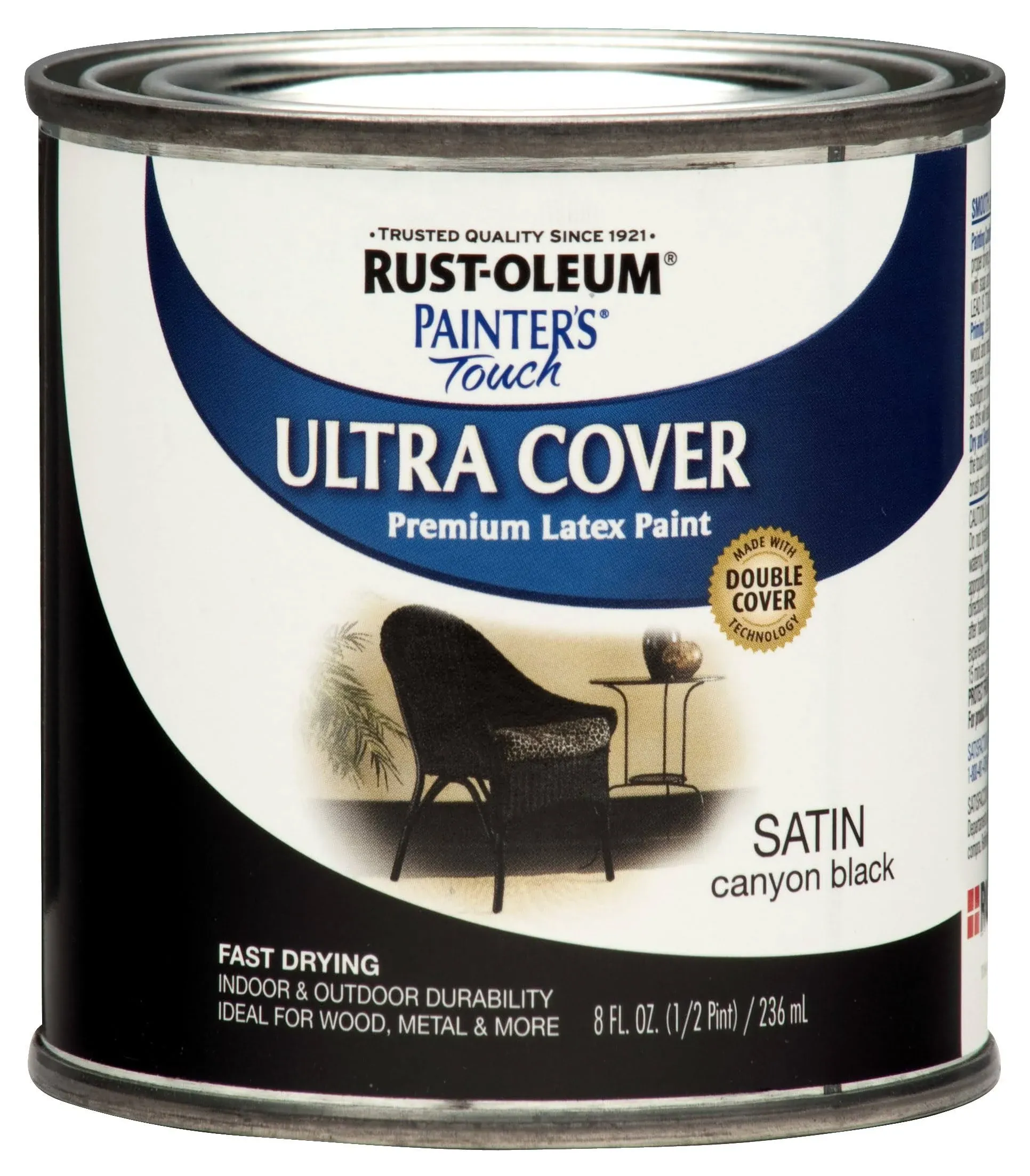 Rust-Oleum Ultra Cover Satin Canyon Black Paint Exterior & Interior 8 oz